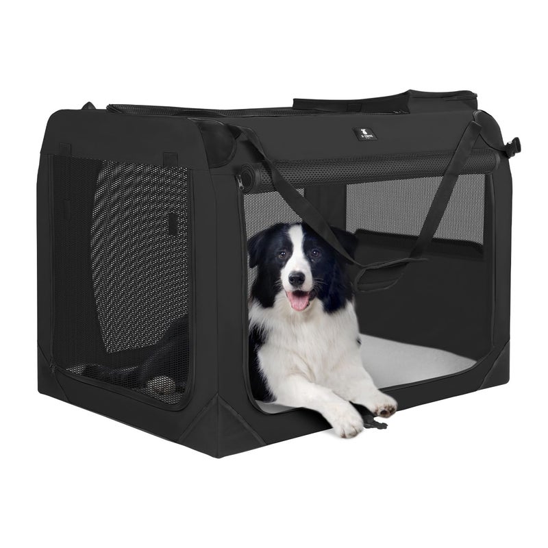 X-ZONE PET Dog Crate 3-Door Kennel, Collapsible Portable Soft Sided Pet Carriers for Indoor & Outdoor, Multiple (24-Inch, Carbon Black) - Image 1